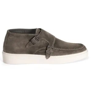 Mocassin 137115 en daim gris tourterelle avec double boucle